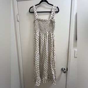 Zara black & white polka dot dress. Midi-maxi length.